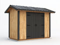 Casetta da giardino - legno-metallo - 325x215x240 cm - naturale-nero - stile moderno