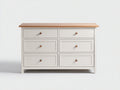 Cassettiera-Legno-MDF-118x42x76 cm-Bianco crema-Rovere naturale-Classico