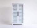 Vetrina-legno-vetro-metallo-90x38x192 cm-bianco moderno-moderno