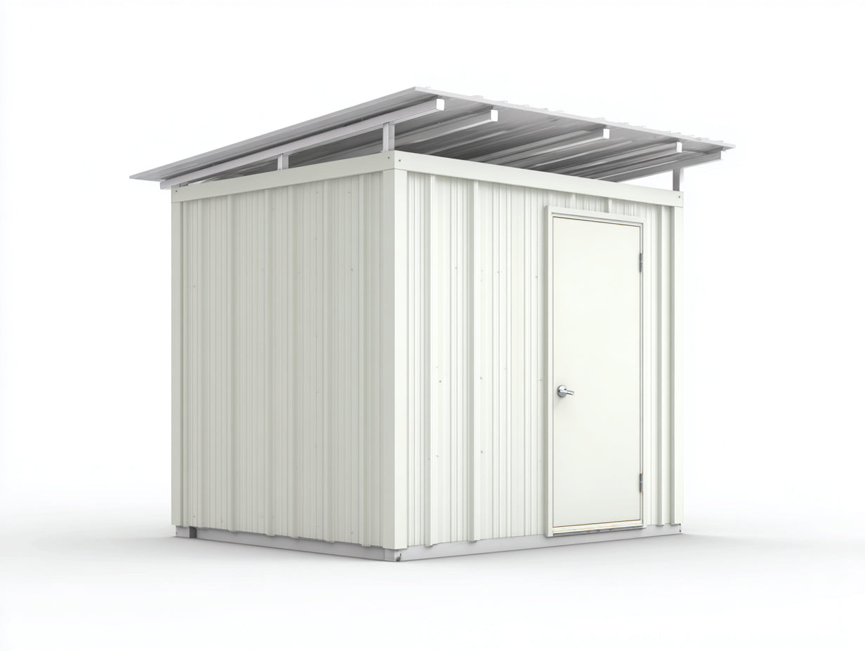 Casetta da giardino - metallo - 260x175x225 cm - bianco-grigio - stile funzionale