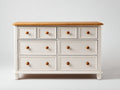 Cassettiera-Legno-MDF-148x47x84 cm-Bianco crema-Rovere naturale-Classico