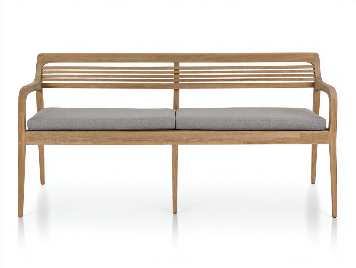 Panche da giardino - legno-tessuto - 182x61x87 cm - legno naturale-grigio chiaro - stile contemporaneo lineare