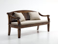 Panche da giardino - legno-tessuto - 168x60x87 cm - marrone scuro-beige - stile classico curvo