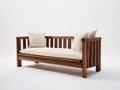 Panche da giardino - legno-tessuto - 158x62x82 cm - marrone caldo-avorio - stile moderno essenziale