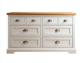 Cassettiera-Legno-MDF-145x48x82 cm-Bianco crema-Rovere naturale-Classico