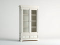 Vetrina-legno-vetro-96x40x198 cm-bianco decapato-classico