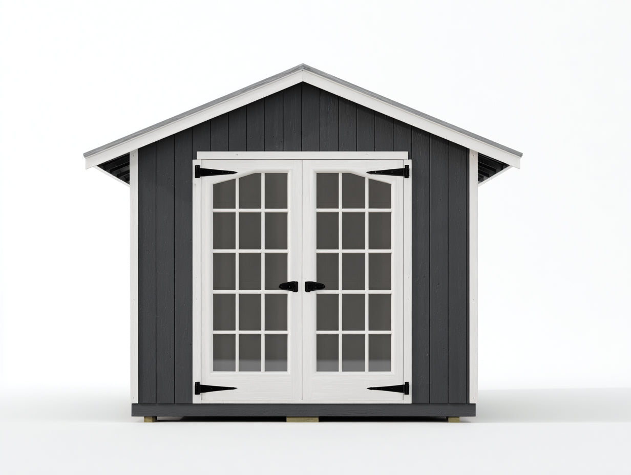 Casetta da giardino - legno - 180x120x210 cm - grigio scuro-bianco - stile classico
