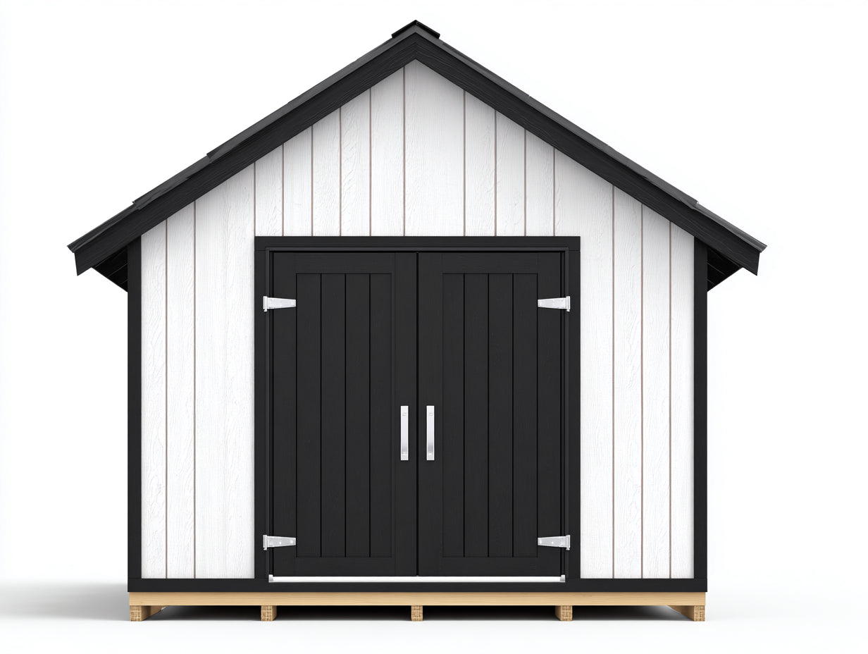 Casetta da giardino - legno - 240x165x230 cm - bianco-nero - stile moderno