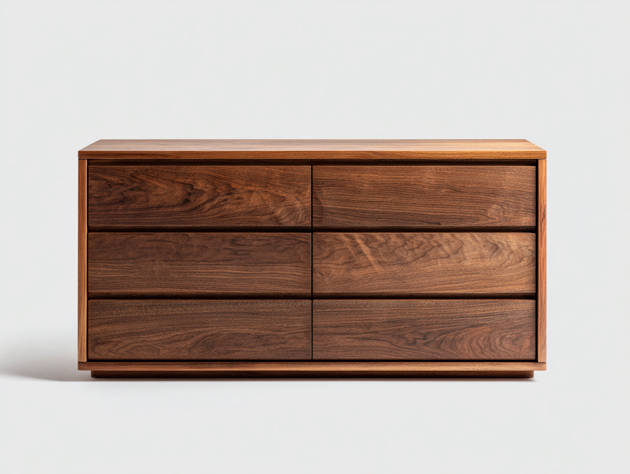 Cassettiera-Legno massello-MDF-132x43x72 cm-Marrone noce-Minimalista