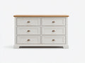 Cassettiera-Legno-MDF-122x44x78 cm-Bianco crema-Rovere naturale-Classico