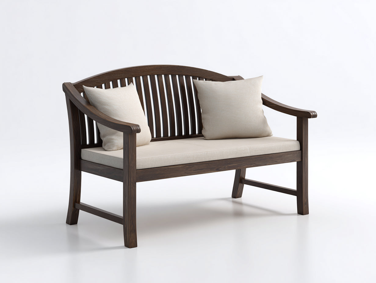 Panche da giardino - legno-tessuto - 163x60x85 cm - marrone noce-beige chiaro - stile classico elegante