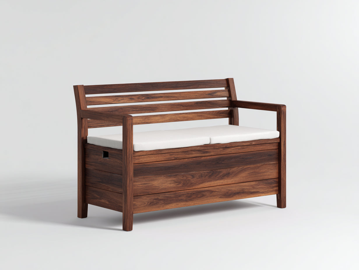 Panche da giardino - legno-tessuto - 160x55x88 cm - marrone noce-bianco - stile moderno contenitore
