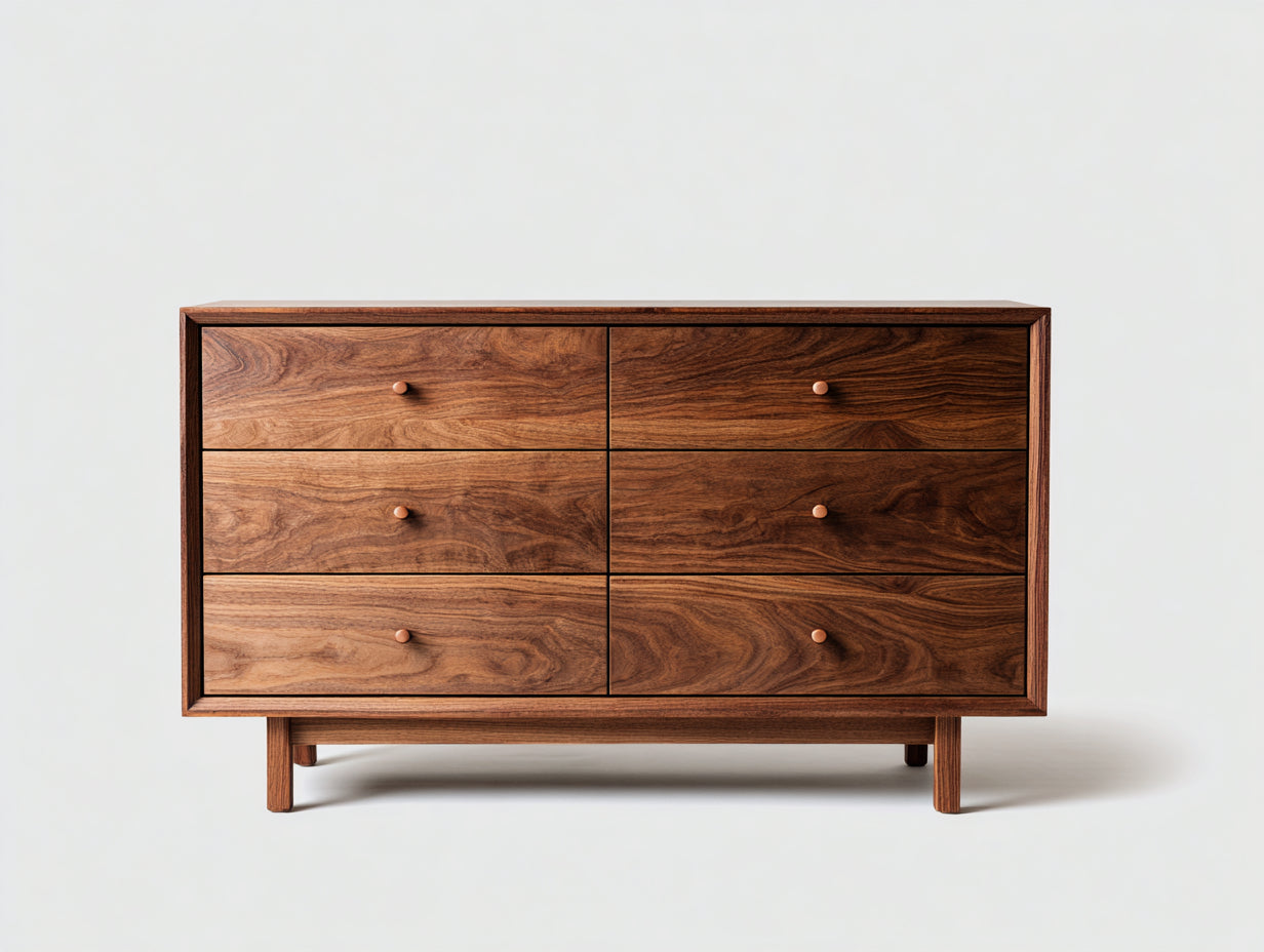 Cassettiera-Legno massello-MDF-133x43x78 cm-Marrone noce-Moderno
