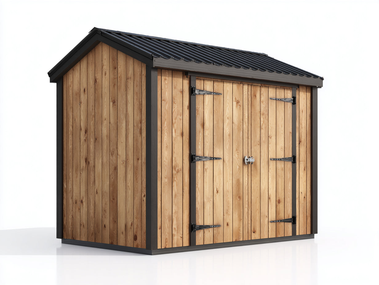 Casetta da giardino - legno-metallo - 330x210x230 cm - naturale-nero - stile industriale