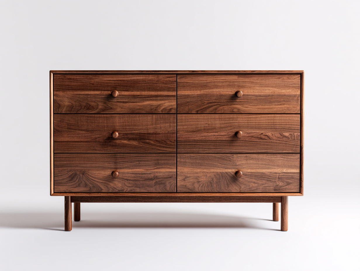 Cassettiera-Legno massello-MDF-134x44x80 cm-Marrone noce-Moderno