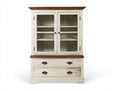 Vetrina-legno-vetro-105x45x195 cm-bianco anticato-noce-rustico