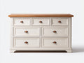 Cassettiera-Legno-MDF-141x45x84 cm-Bianco antico-Rovere naturale-Classico