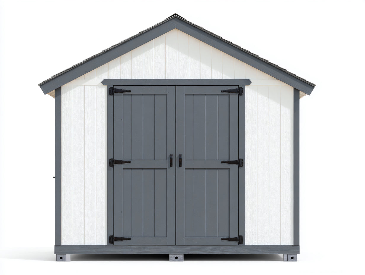 Casetta da giardino - legno - 230x160x225 cm - bianco-grigio - stile rustico