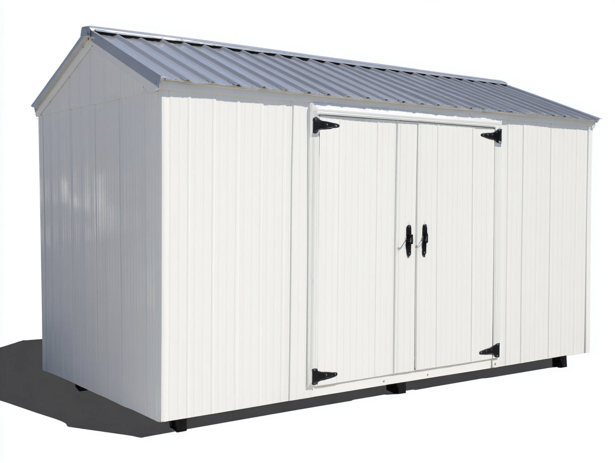 Casetta da giardino - metallo - 320x190x220 cm - bianco-grigio - stile funzionale