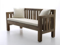 Panche da giardino - legno-tessuto - 154x64x83 cm - marrone naturale-avorio - stile rustico lineare