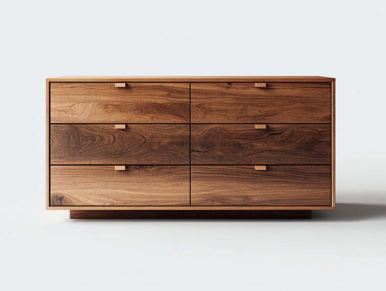 Cassettiera-Legno massello-MDF-138x44x74 cm-Marrone noce-Contemporaneo