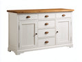 Cassettiera-Legno-MDF-144x47x86 cm-Bianco antico-Rovere naturale-Rustico