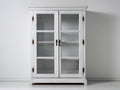 Vetrina-legno-vetro-88x38x180 cm-bianco decapato-rustico