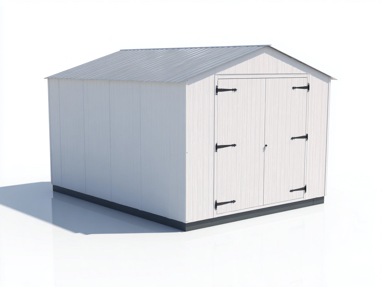 Casetta da giardino - metallo - 360x220x225 cm - bianco-grigio - stile pratico