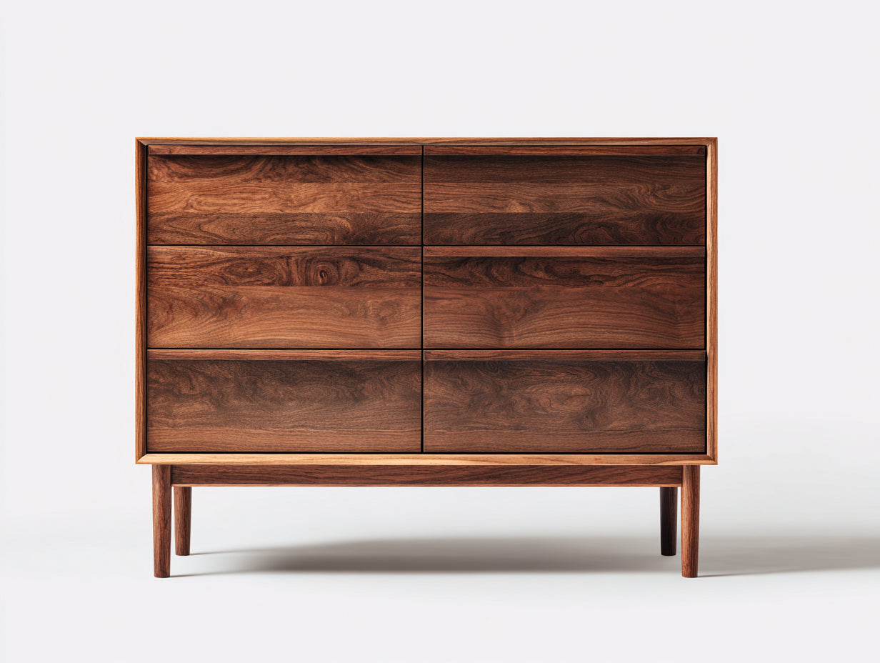 Cassettiera-Legno massello-MDF-128x42x79 cm-Marrone noce-Minimalista