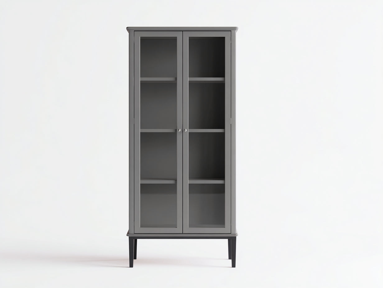 Vetrina-legno-vetro-metallo-80x36x185 cm-grigio fumo-moderno