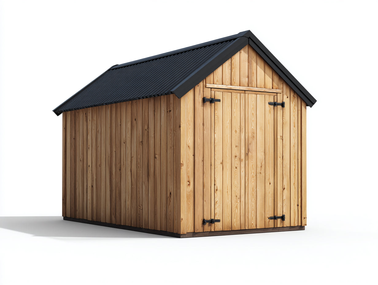 Casetta da giardino - legno-metallo - 310x205x235 cm - naturale-nero - stile rustico